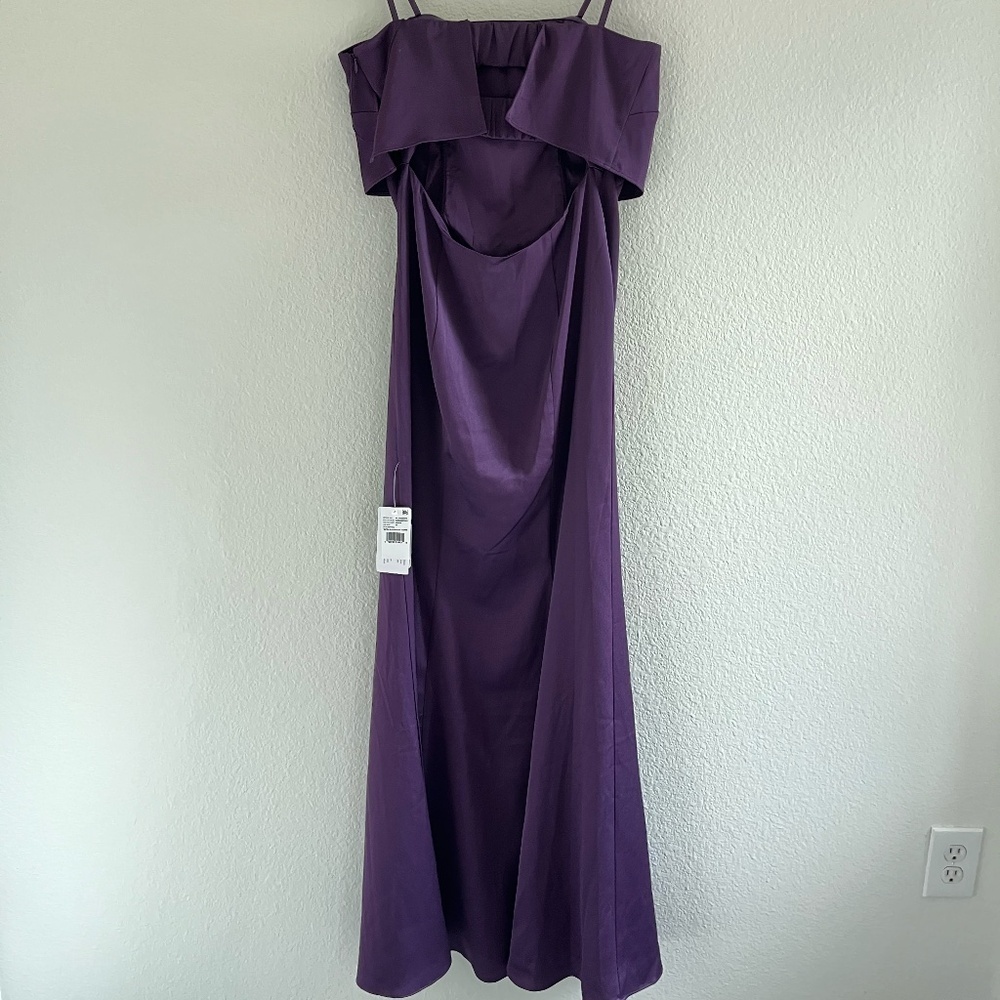 NWT LIV FOSTER | Evening Wear Satin Strapless Gown In Dark Amethyst | Size 10 - Picture 7 of 15